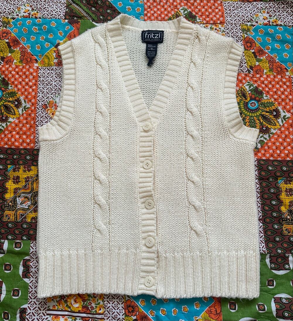 Fritzi Cable Knit Cream Sweater Vest